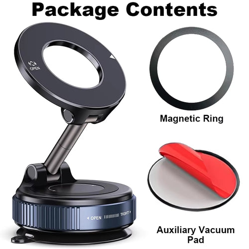 Car Phone Magnetic Stand Mechanical Vacuum Suction Cup Rotate 360° Magnetic Adsorption Bracket Navigation Universal Holder
